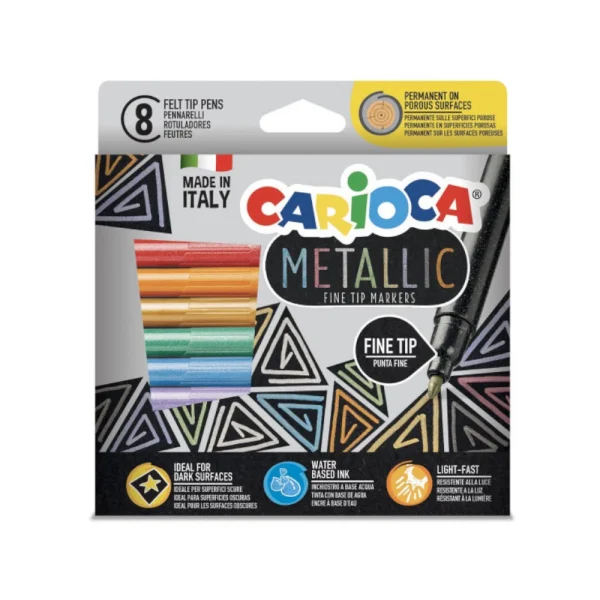 Carioca Metallic Fine Μαρκαδόροι Μεταλλικοί 8 Τεμάχια