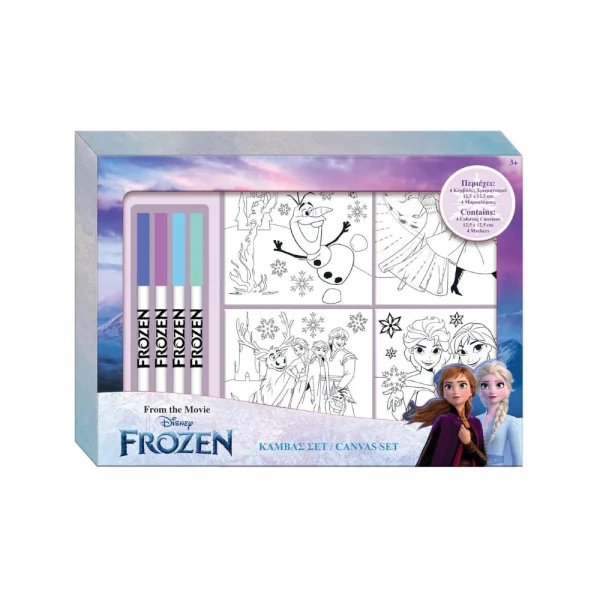 Disney Frozen Καμβάς Σετ 4 Τεμαχίων Με Μαρκαδόρους - 564164