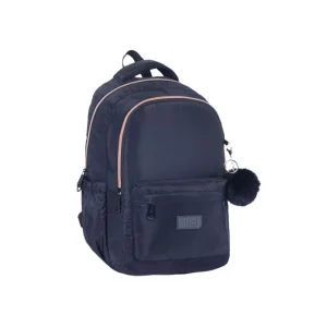 Must Team Τσάντα Πλάτης Monochrome Mini 2 Κεντρικες Θήκες Μαύρη - 586539